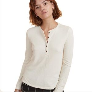 Marine Layer Women’s Double Knit Henley In Blanc De Blanc